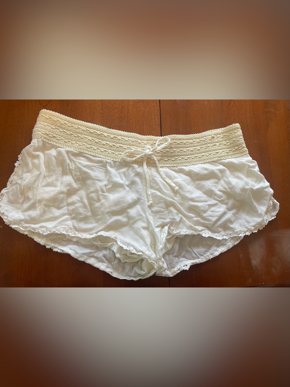 Women's White Crochet-Waist Shorts